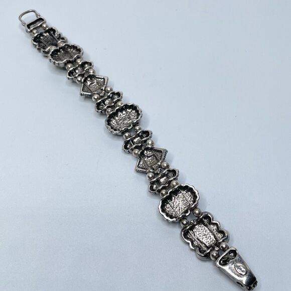 Vintage Retired Premier Design Jasper Epidote Cabochon Bezel Setting Bracelet - Picture 6 of 8